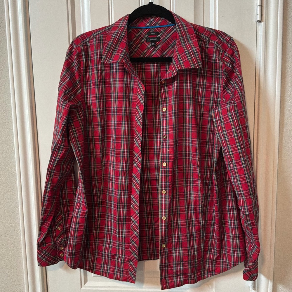 Talbots Red Plaid Button-Down‎ Shirt